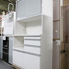 松田家具 キッチンボード モイス ブルモーション ソフトクローズ ハイグロス  食器棚 中古家具 店頭引取歓迎 R4700)