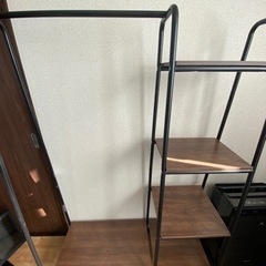 【良品】【木目調】服掛け、小物置きの画像