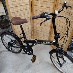使用少なめ 20インチ 折りたたみ自転車 ブラック 通勤 通学 変速6段 反射板 ベル付き FOLDY