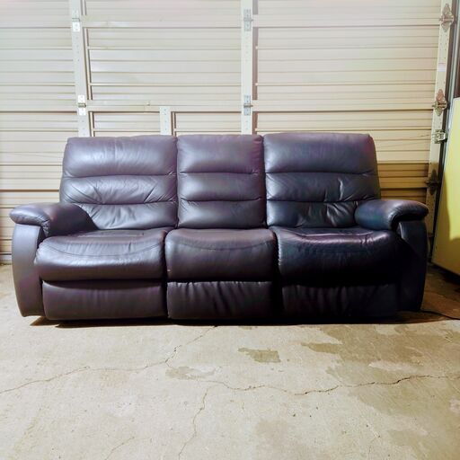 ニトリ ビリーバー 3人掛けソファ 電動リクライニング  革 ブラック NITORI 菊倉HG