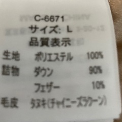 ダウンコート　Lサイズ　クリスマス🎄なので値下げしまし❣️ 1000→800円にの画像