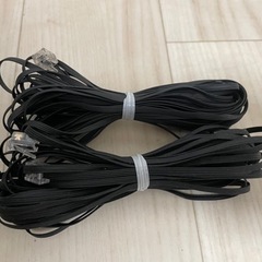 032【中古】電話線（10mx2、5mx2＋2分岐）セット　モジュラーケーブルの画像