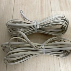 032【中古】電話線（10mx2、5mx2＋2分岐）セット　モジュラーケーブルの画像