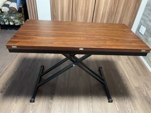【受渡決まりました】ガス圧式　ダイニングテーブル　エクステンションテーブル　リフトテーブル昇降テーブル