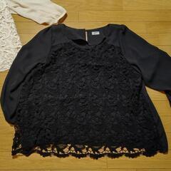白と黒のレースブラウス 新品