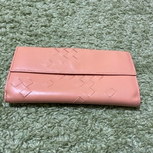 極美品 ボッテガべネタ　イントレチャート長財布　サーモンピンク