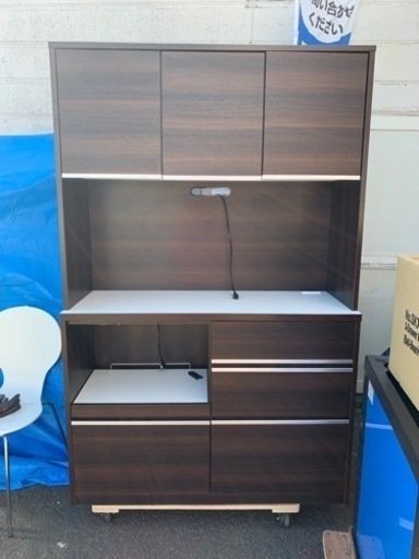 食器棚 ブラウン＆ホワイト