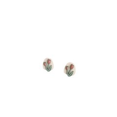 チューリップ　お花　ホワイト　かわいい　イヤリング　no 11-2の画像