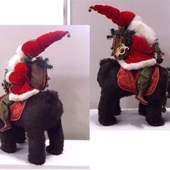 熊にまたがるサンタクロース 人形 約67cm クマにのる珍しい クリスマス オーナメント フィギュア 札幌市東区 新道東店の画像