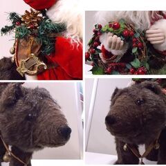 熊にまたがるサンタクロース 人形 約67cm クマにのる珍しい クリスマス オーナメント フィギュア 札幌市東区 新道東店の画像