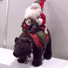 熊にまたがるサンタクロース 人形 約67cm クマにのる珍しい クリスマス オーナメント フィギュア 札幌市東区 新道東店の画像