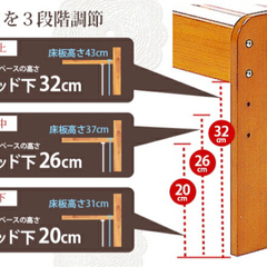ダブルベッド 木製 アンティークホワイト 