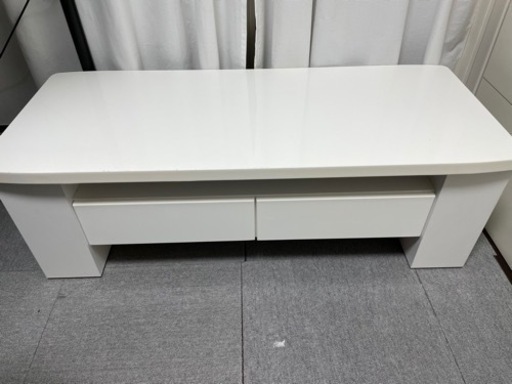［美品］ホワイトローテーブル(引き出し付)