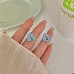 チューリップ　お花　ブルー　かわいい　ピアス　no  12-1の画像