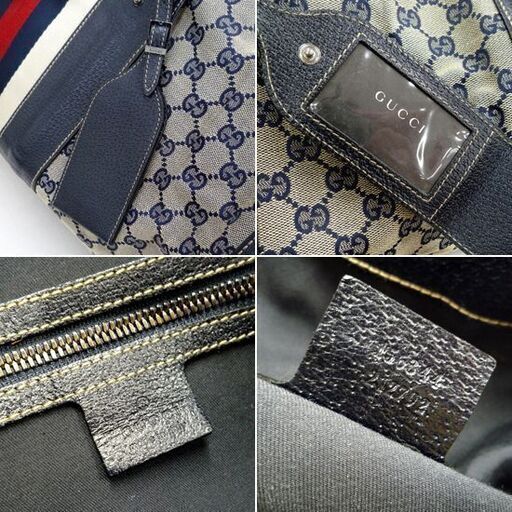 本物 GUCCI ボストンバッグ シェリーライン 156344 アイボリー