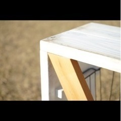 カゴ付き2段棚　ナチュラルの画像