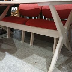 価格見直しました！ニトリ｜RELAX｜リラックス160｜ホワイトウォッシュ/オレンジ｜リビングダイニング5点セットの画像