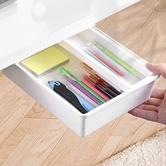 ¥3,470円➠¥499円‼️✨全日本最安値挑戦中✨‼️【新品】FIRINER 机下 収納 引き出し 後付け デスク下 取り付け引き出し 大容量 強力粘着 テーブル 隠し 後付け引き出し スペース活用 設置簡単 スライドトレー 机下収納 便利 デスク下収納 小物整理 貼り付け引き出し スマホン リモコン 文房具 カトラリー 小物入れ ホワイト Mサイズ の画像