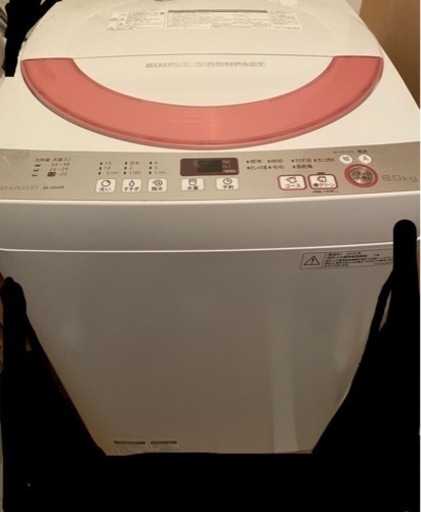 シャープ 全自動 洗濯機 ESGE60R-P  6.0㎏ 中古品 動作OK かわいいピンク(^^♪ )【取りに来られる方限定】
