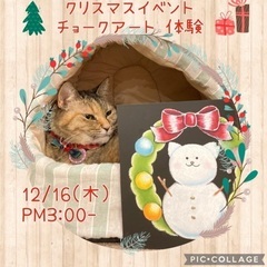 満員)保護猫カフェでチョークアート体験🎄