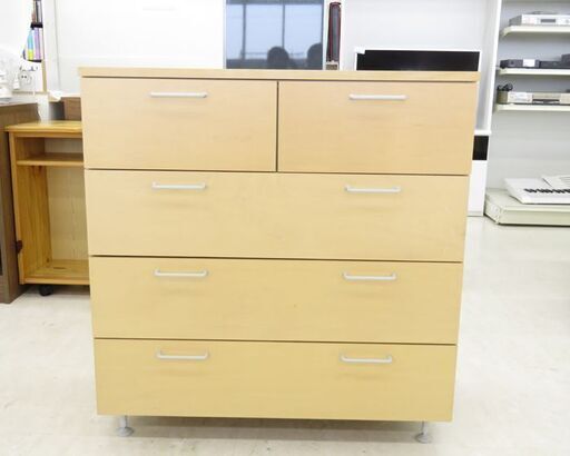 北海道/千歳市 無印良品 ４段ワイドミドルチェスト ナチュラル 幅79.5×奥行39.5×高さ83 近郊配送/店頭でのお受渡し大歓迎