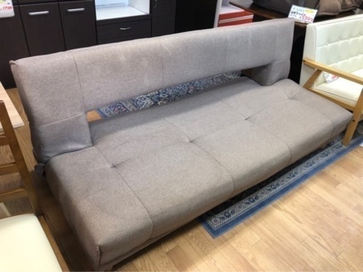 【リサイクルサービス八光　田上店】グレー　4人掛けソファベッド