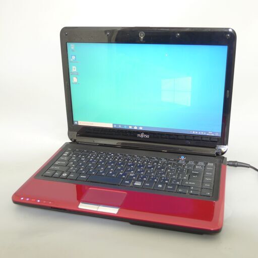 中古美品 赤色 ノートパソコン 14型ワイド FUJITSU 富士通 LH52/C AMD 4GB 500G DVDマルチ 無線LAN WiFi webカメラ Windows10 Office