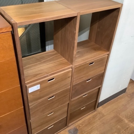 スタッキングシェルフ 5段引き出し付 ダークブラウン