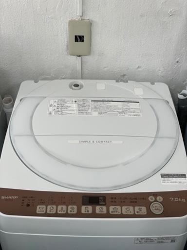 送料・設置込み　洗濯機　7kg SHARP 2020年