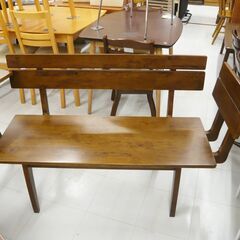 ダイニング4点セット 6人掛け テーブル+ベンチ3台 テーブル幅135cm ブラウン系 食卓テーブル 苫小牧西店