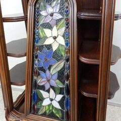 アンティーク調 ライト付 ステンドグラス 飾り棚 キャビネット 札幌 西野