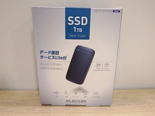 新札幌発★新品未開封★ELECOM エレコム/ESD-EF1000GNVR/外付けポータブルSSD 1TB/ネイビー