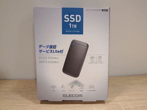 新札幌発★新品未開封★ELECOM エレコム/ESD-EF1000GBKR/外付けポータブルSSD 1TB/ブラック