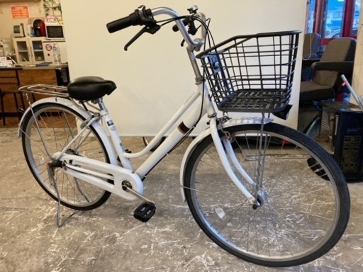 【LEDオートライト】3段変速　26インチ自転車　白