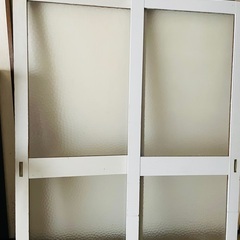 アンティーク　擦りガラスドア2枚組の画像