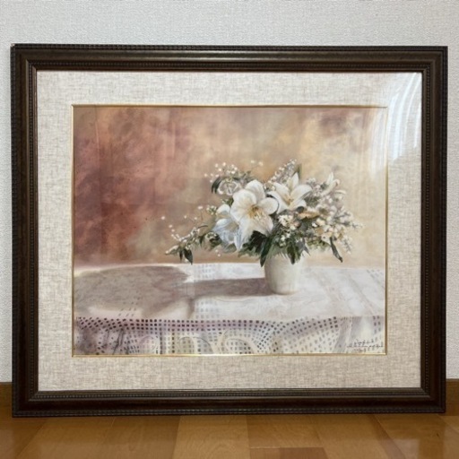 絵画スーザン サハール作　ホワイトリリーズ&リース