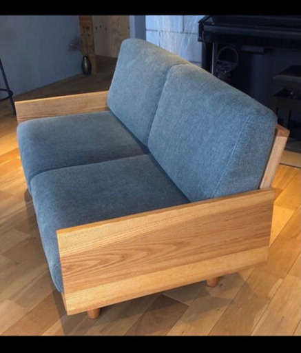 2人がけソファ　天然木(タモ材)