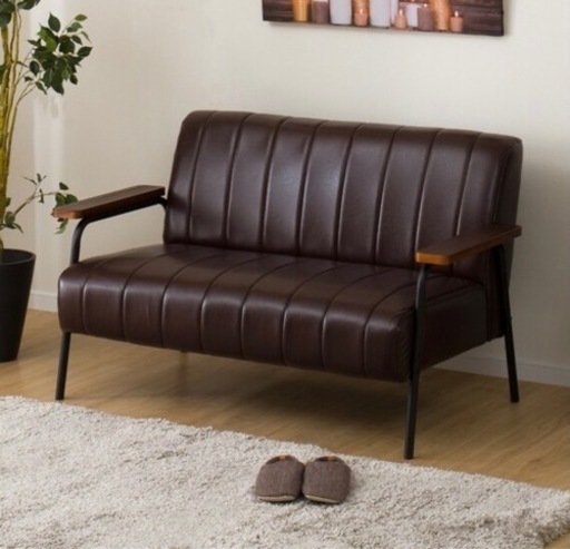 合皮ソファ　2人用　(Nシールド ステイン2KD DBR)