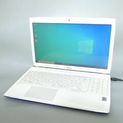 中古美品 白 ノートパソコン 15.6型 富士通 AH42/R 第4世代 Pentium 4GB 750G DVDRW 無線 Wi-Fi Bluetooth カメラ Windows10 Office