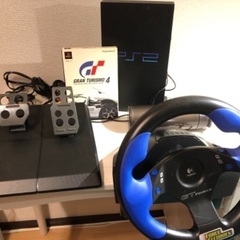 プレステ2本体 & グランツーリスモ4 & ハンドルコントローラー