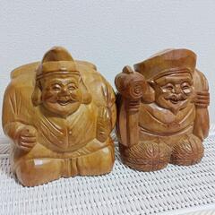 置物　　恵比寿様　大黒様　天然木
