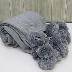 ss3176　未使用品　ニットブランケット　グレー　120×15...