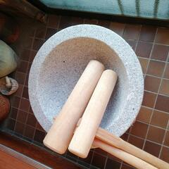 レンタル　餅つき　石臼（2升）杵2本（大人用1本、子供用1本）セット