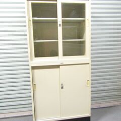 N4561 chitose スチール書庫 上下 引戸 本棚 収納...
