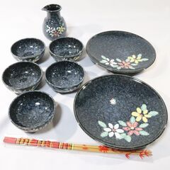 未使用品　★ 天ぷらセット　盛皿×2　取り皿×5　だし入れ徳利×...