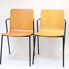 123)【美品】Francfranc フランフラン レッタ ダイニングチェア ウッド 2脚セット オーク材 スタッキングチェア ブルックリンスタイル 北欧