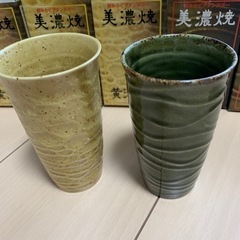 ５個セット美濃焼　黄瀬戸３個　織部２個セット　