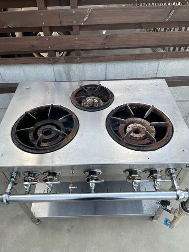 中古　マルゼン　業務用厨房機器　３口コンロ　ガステーブル　ガスコンロ　MGT-096DS