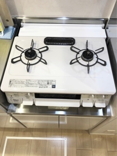 パロマ　ガスコンロ　無水片面焼きグリル　大バーナー左　ホワイト　プロパンガス コンロ奥隙間ラック付き