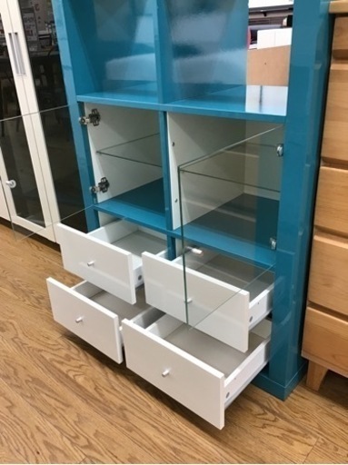 LK-43【ご来店頂ける方限定】IKEA KALLAXシェルフ　ハイグロス　ブルー